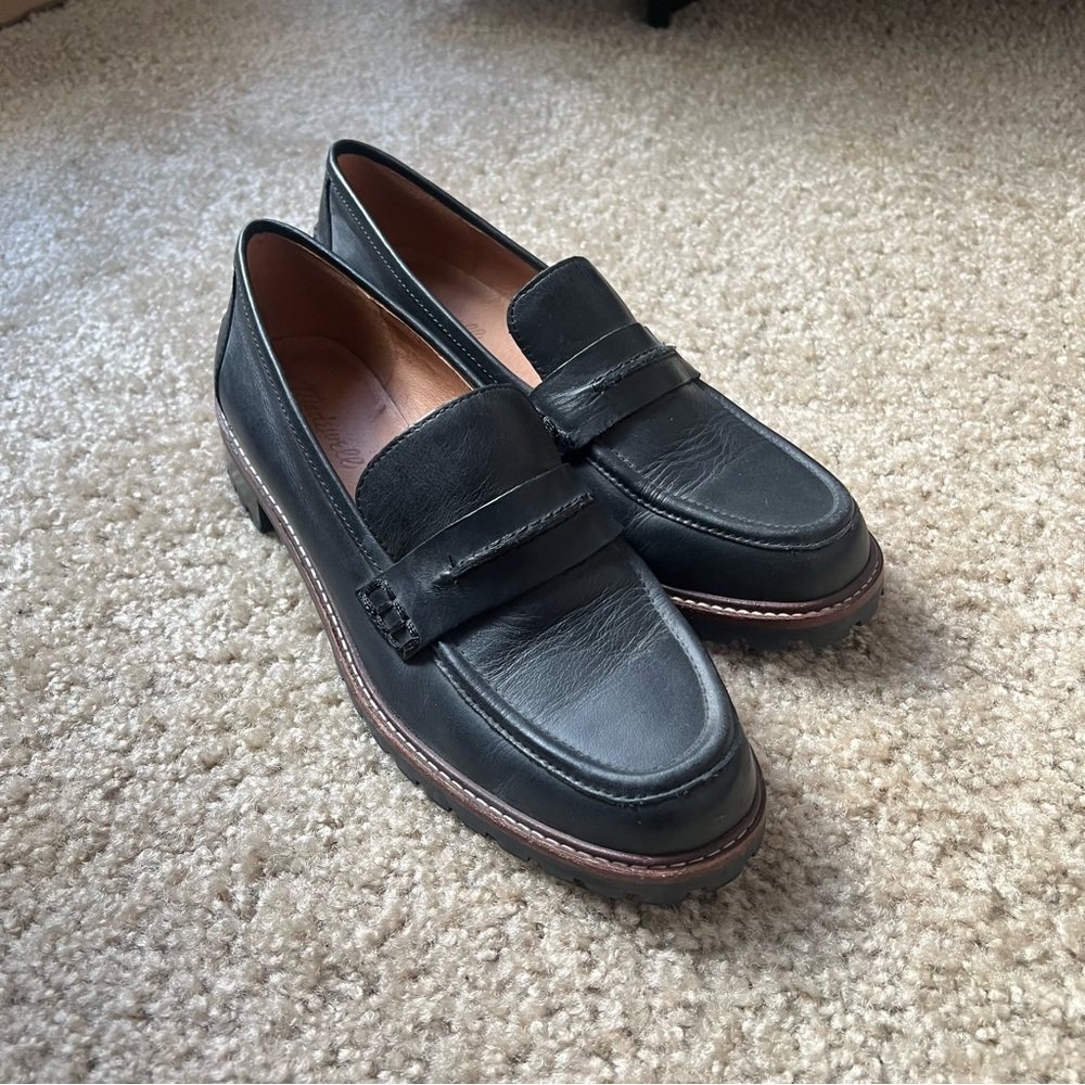 Madewell The Bradley Lugsole Loafers in Black Leather | Size 9